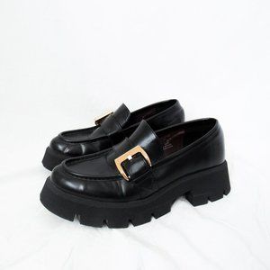 ZARA Black Platform Loafers with Chunky Lug Sole Size-40 US 8.5, excellent!